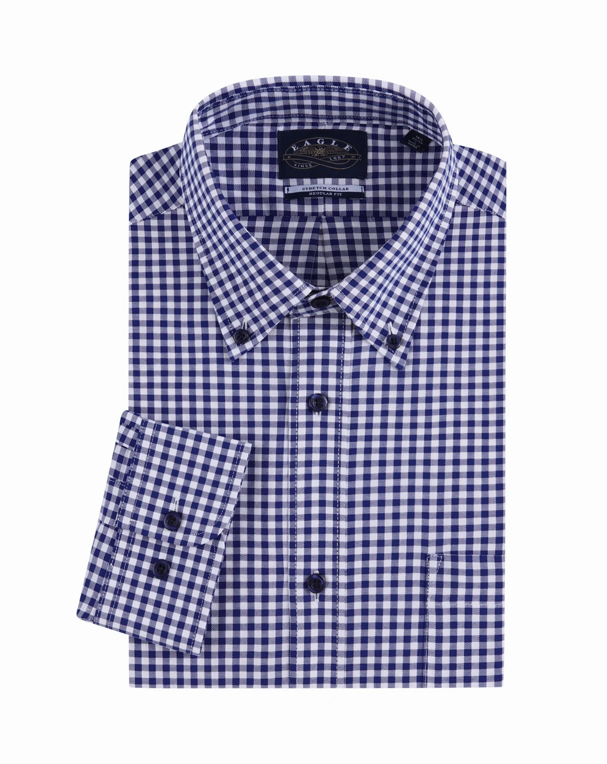 Men's Check Poplin shirt with Stretch Collar