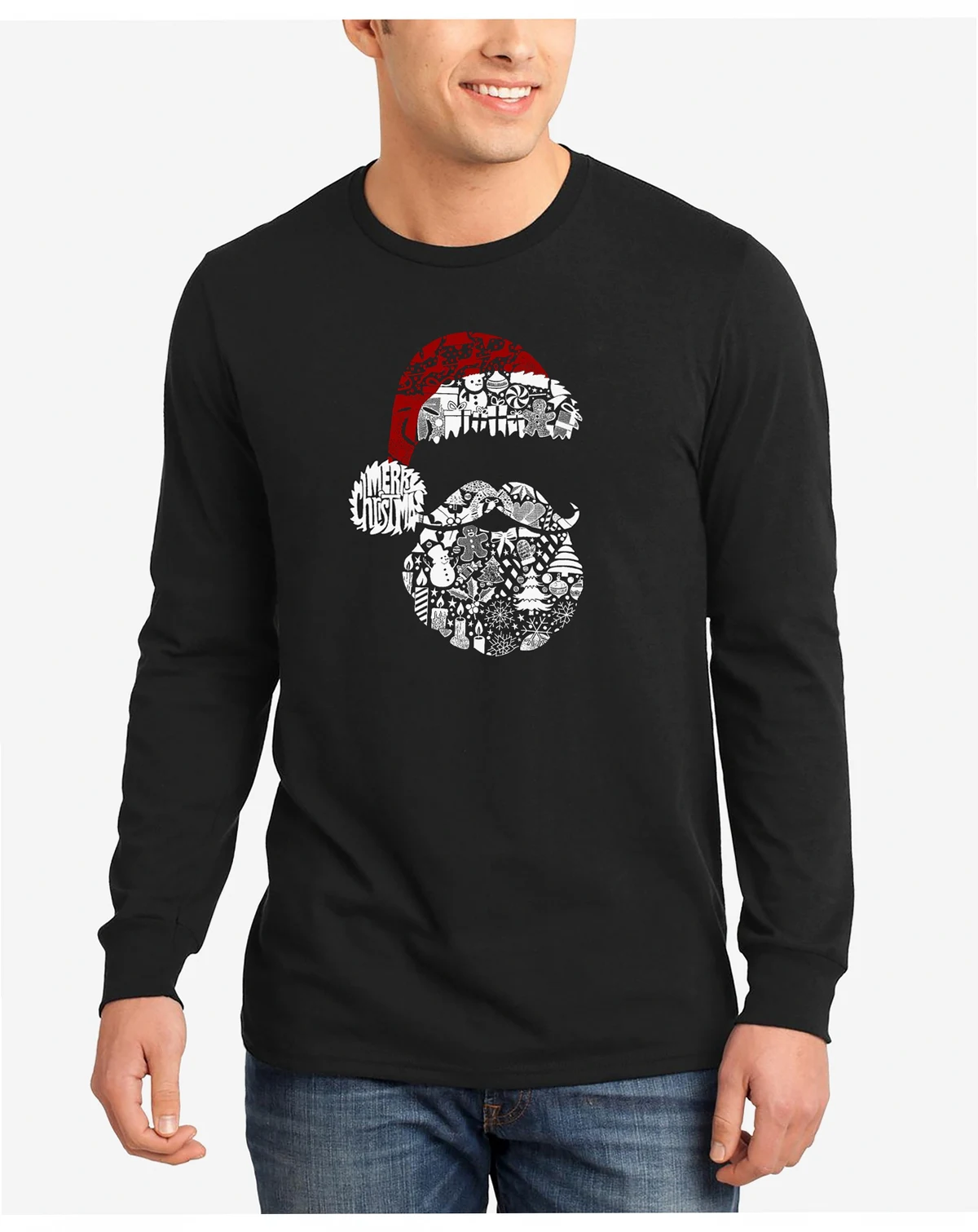 Men's Santa Pics Word Art Long Sleeve T-Shirt
