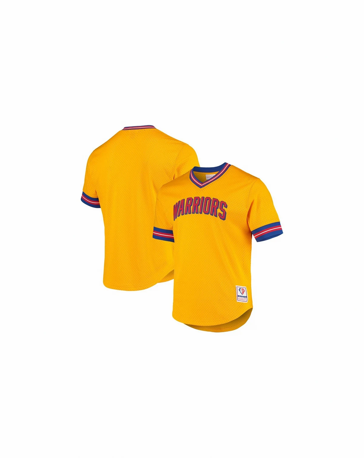 Men's Gold San Francisco Warriors Hardwood Classics 75th Anniversary Mesh V-Neck T-Shirt