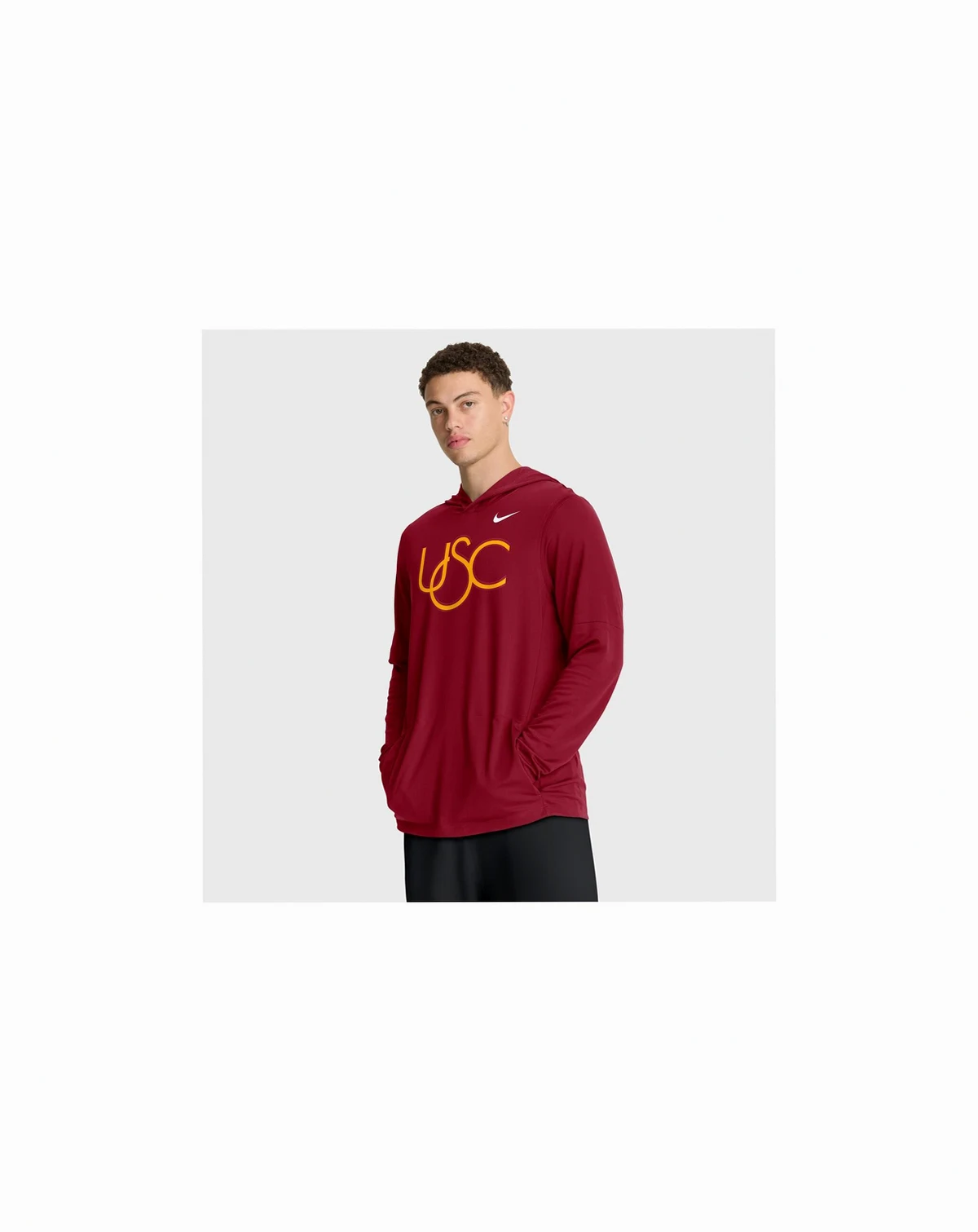 Men's Cardinal USC Trojans 2025 Sideline Performance Long Sleeve Hoodie T-Shirt