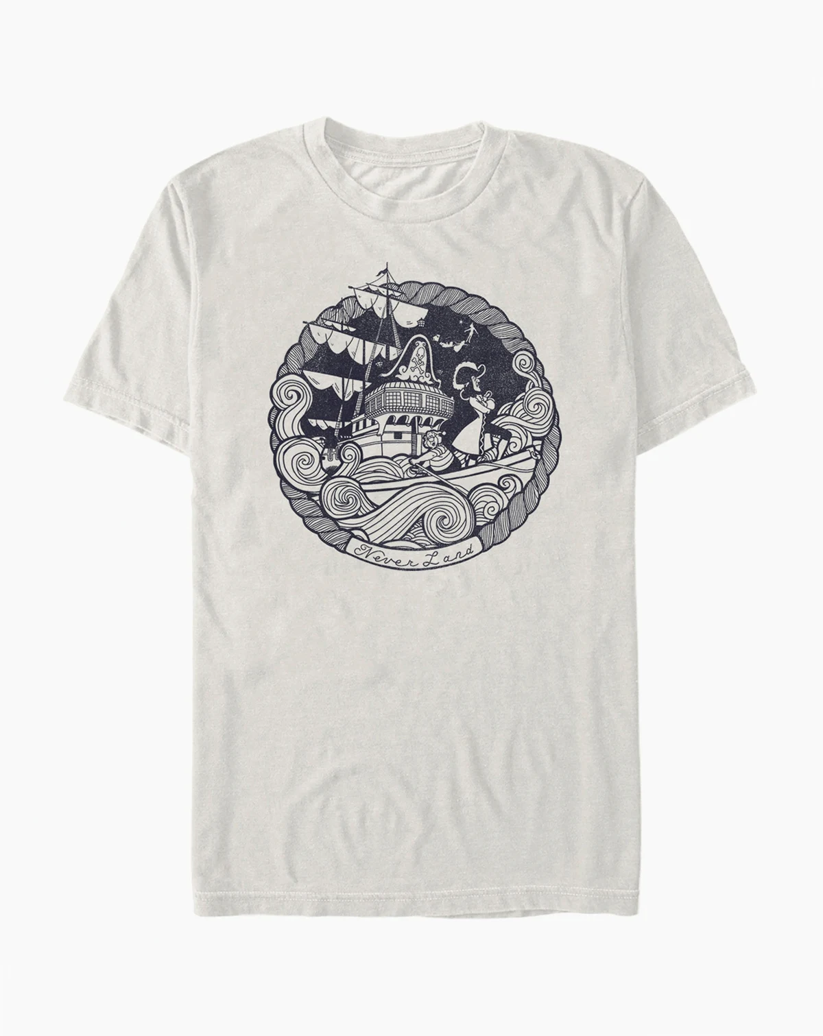 Disney Men's Peter Pan Captain Hook Ship Stamp Short Sleeve T-Shirt