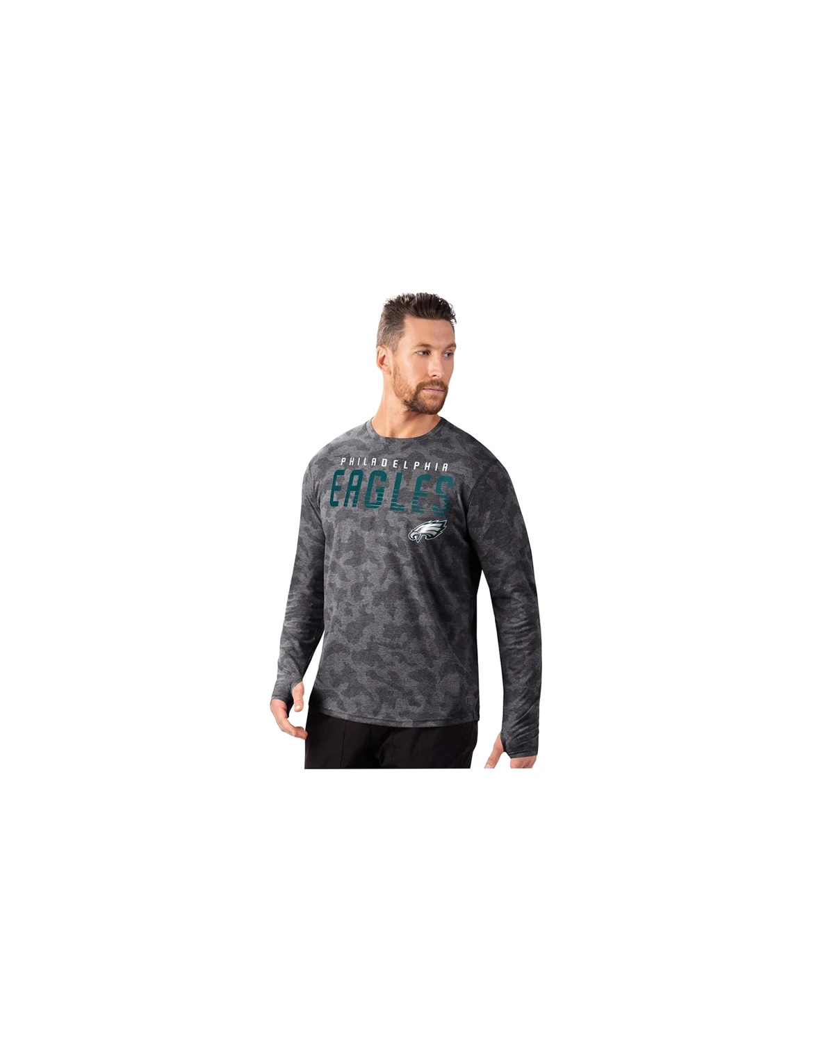 Men's Black Philadelphia Eagles Performance Camo Long Sleeve T-Shirt