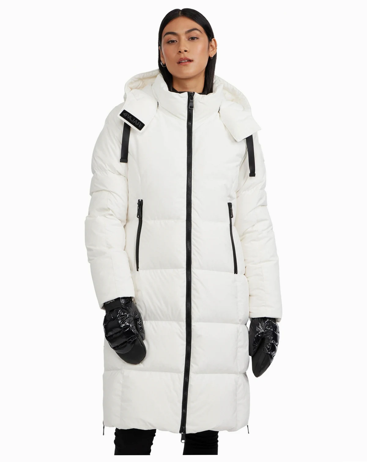 Women's Zaniah Long Channel Quilted Puffer with Removable Hood