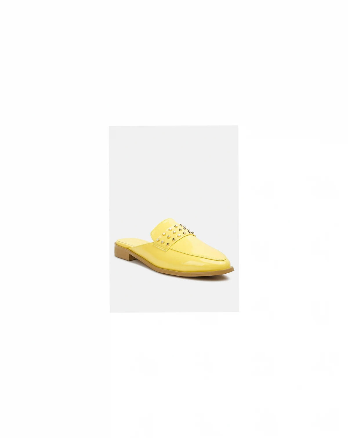 YASHTA Womens Patent Studded Flat Mules