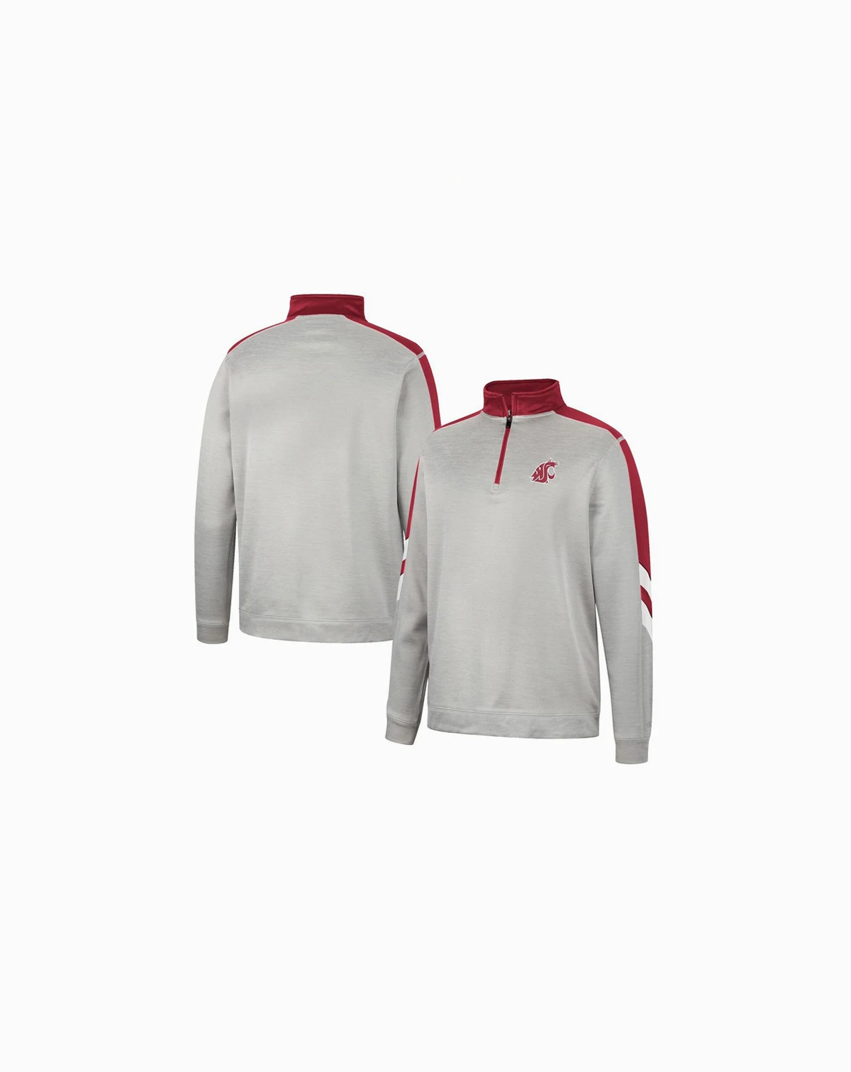 Men's Gray and Crimson Washington State Cougars Bushwood Fleece Quarter-Zip Jacket