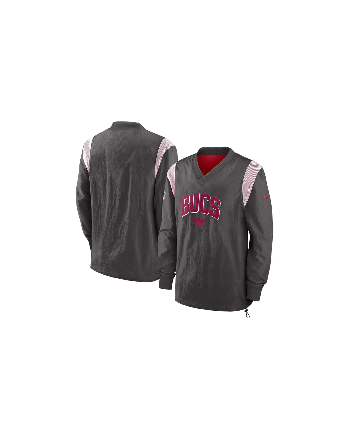 Men's Pewter Tampa Bay Buccaneers Sideline Athletic Stack V-neck Pullover Windshirt Jacket