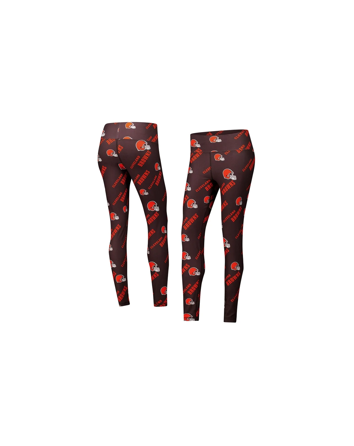 Women's Brown Cleveland Browns Breakthrough Allover Print Knit Sleep Leggings