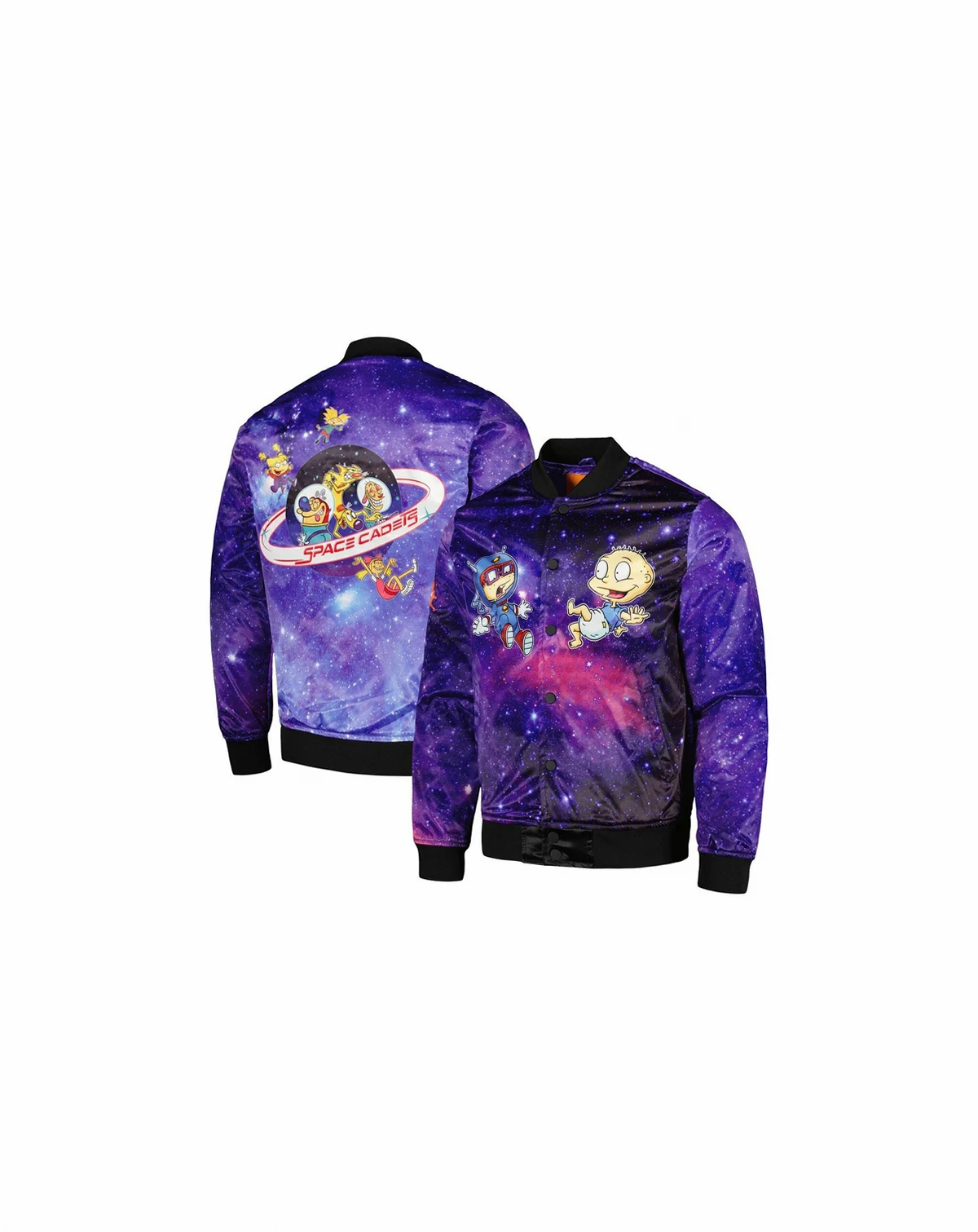 Men's Purple Rugrats Nickelodeon Graphic Satin Full-Snap Jacket