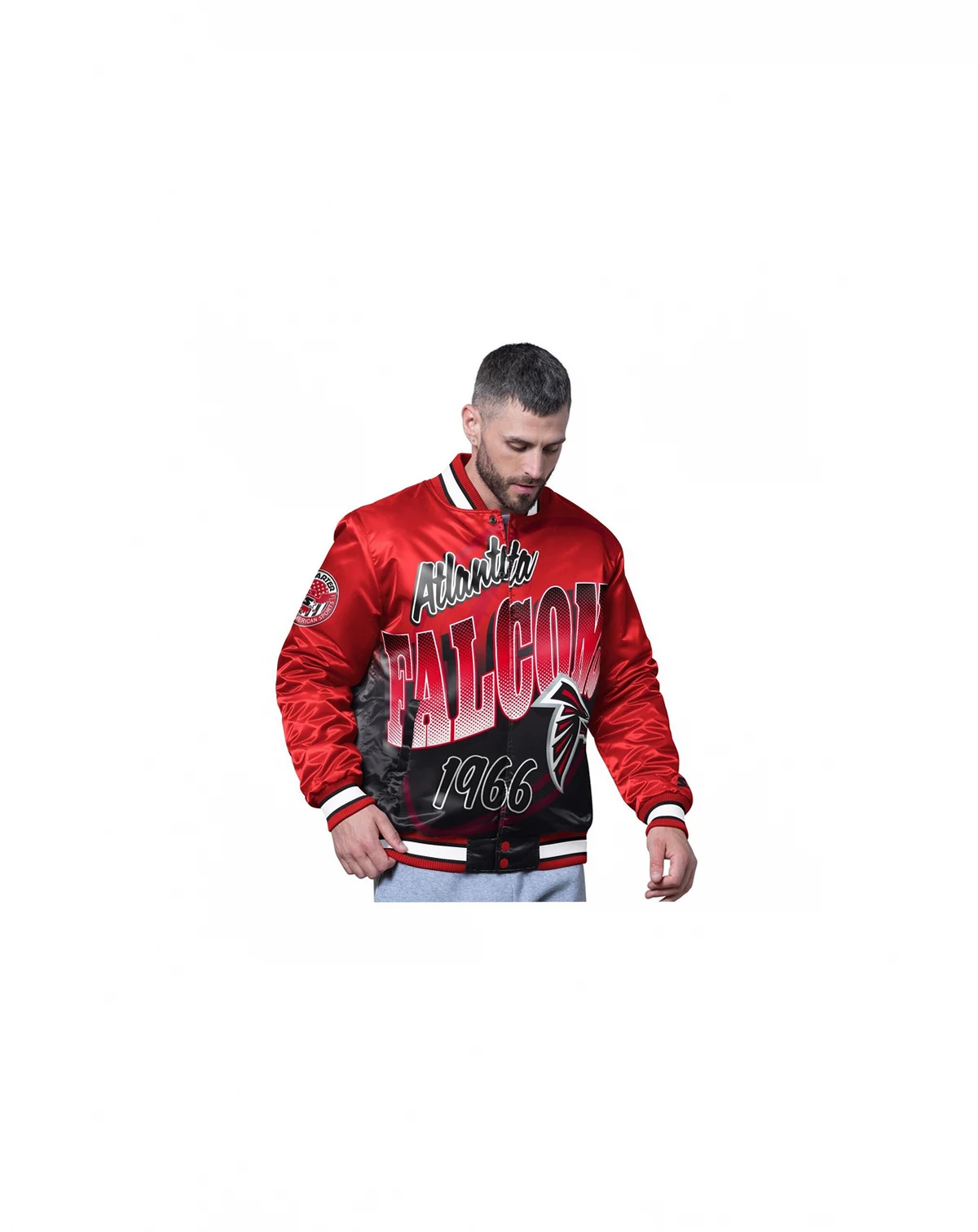 Men's Red Atlanta Falcons Pass Rush Varsity Full-Snap Jacket