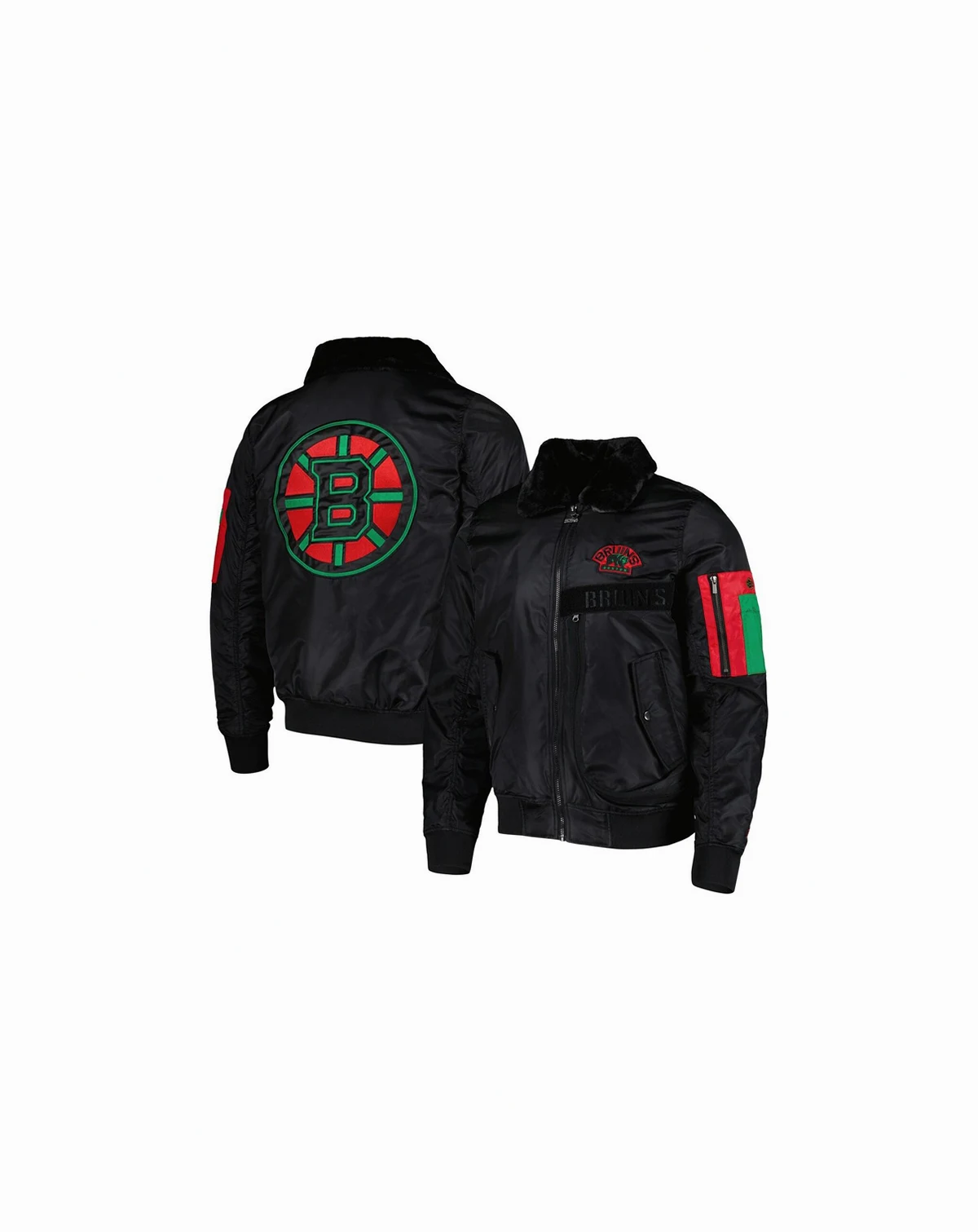 Men's x Ty Mopkins Black Boston Bruins Black History Month Varsity Full zip Jacket
