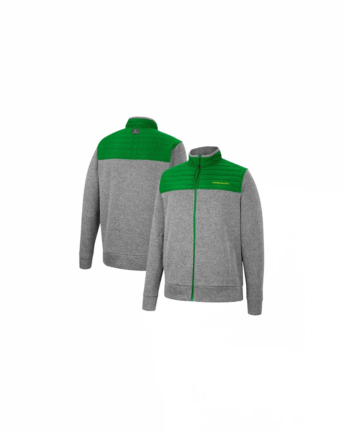 Men's Gray, Kelly Green Oregon Ducks Putter Herringbone Full-Zip Jacket