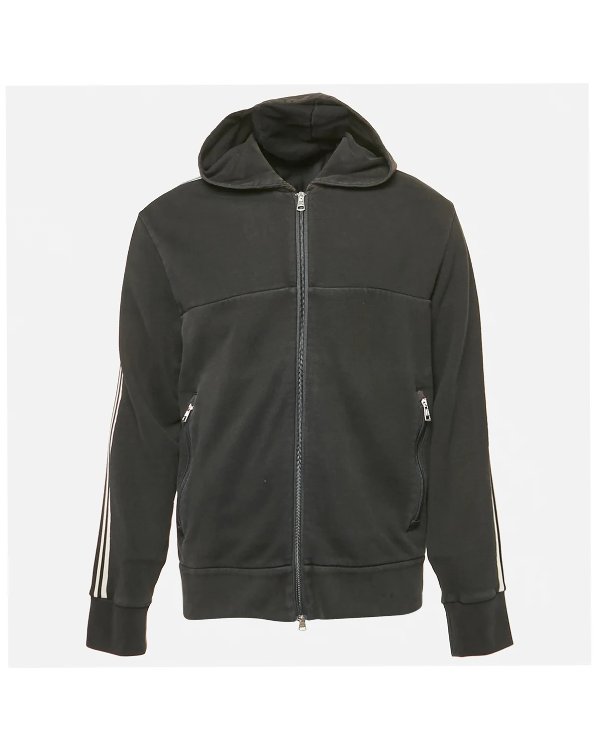 Men's Black Jersey Zip-Up Hooded Jacket