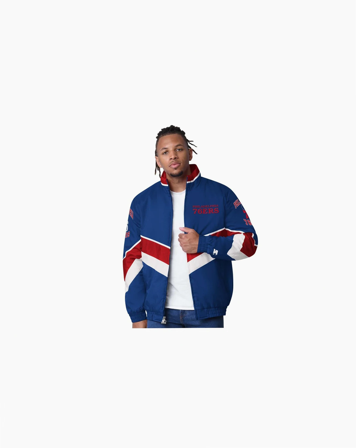 Men's Royal Philadelphia 76ers Captain Oxford Full-Zip Jacket
