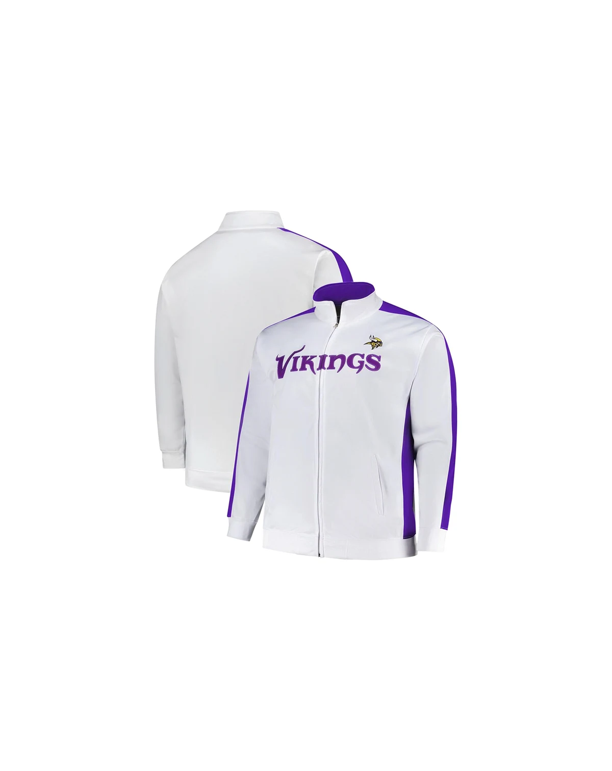 Men's White Minnesota Vikings Big Tall Tricot Full-Zip Track Jacket