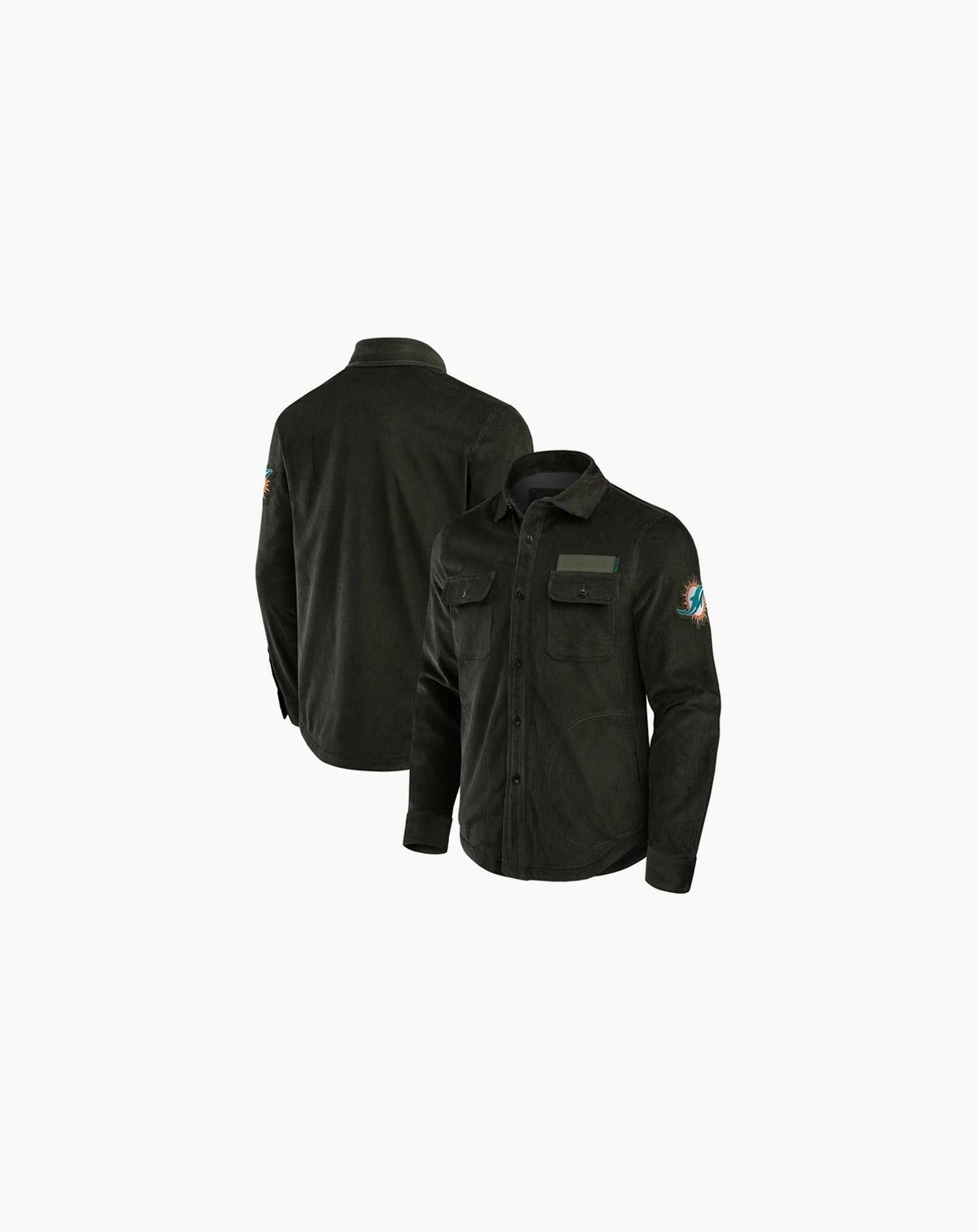Men's Dark Green Miami Dolphins Corduroy Full-Button Shacket