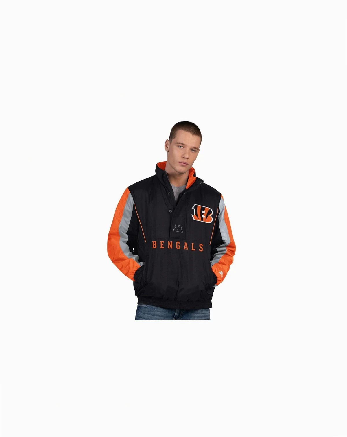 Men's Black Cincinnati Bengals Thursday Night Gridiron Half-Zip Jacket