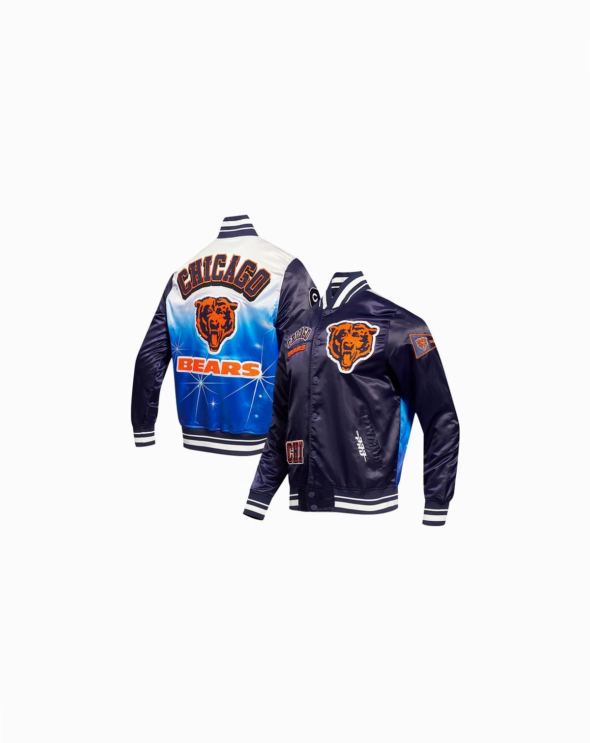 Men's Navy Chicago Bears Sublimated Satin Full-Snap Jacket