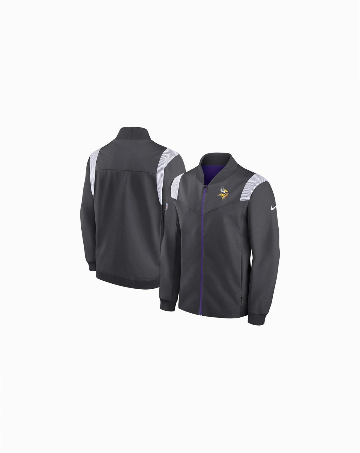 Men's Anthracite Minnesota Vikings Sideline Coaches Bomber Full-Zip Jacket