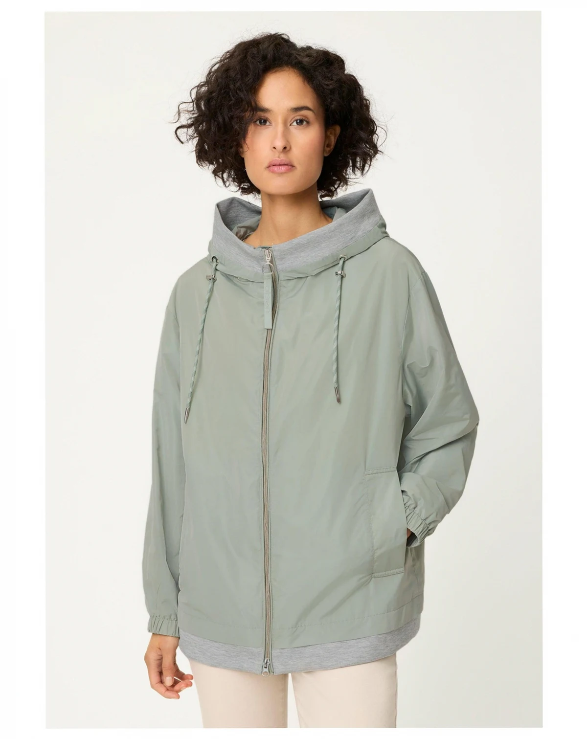 Women's Mixed Media Hooded Jacket
