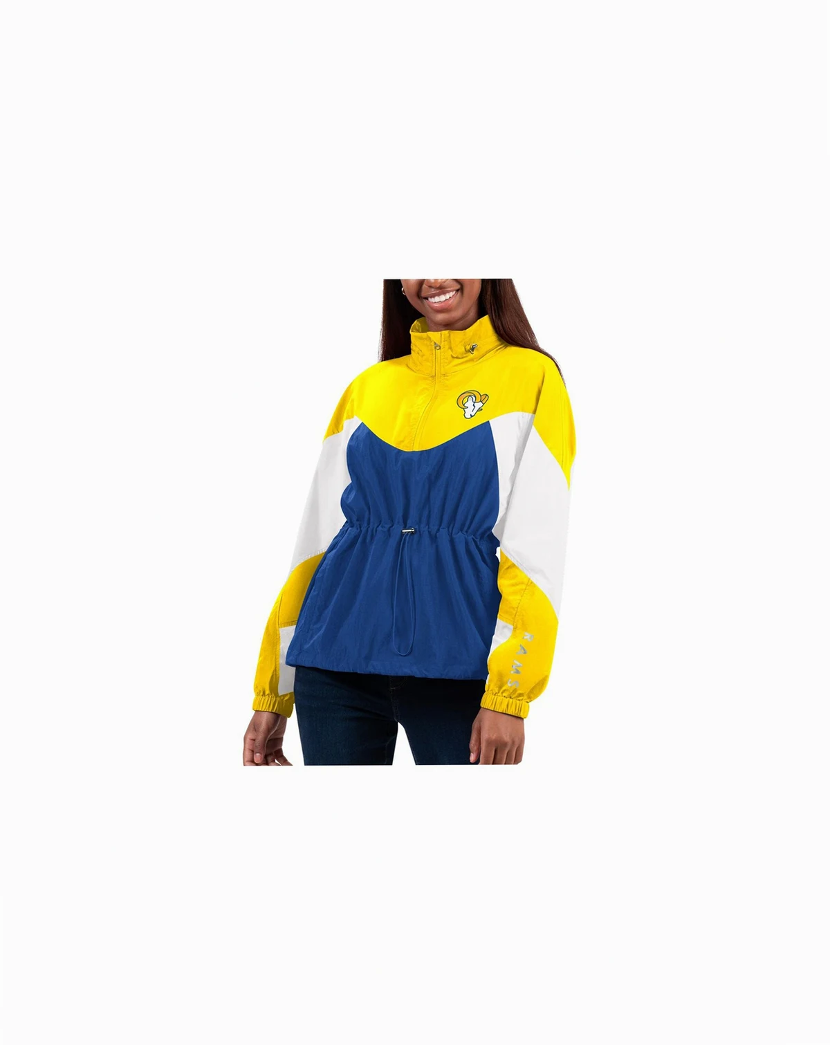 Women's Royal/Gold Los Angeles Rams Tie Breaker Lightweight Quarter-Zip Jacket