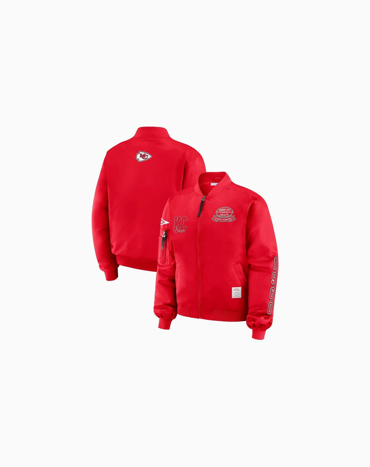Women's Red Kansas City Chiefs Patch Full-Zip Bomber Jacket