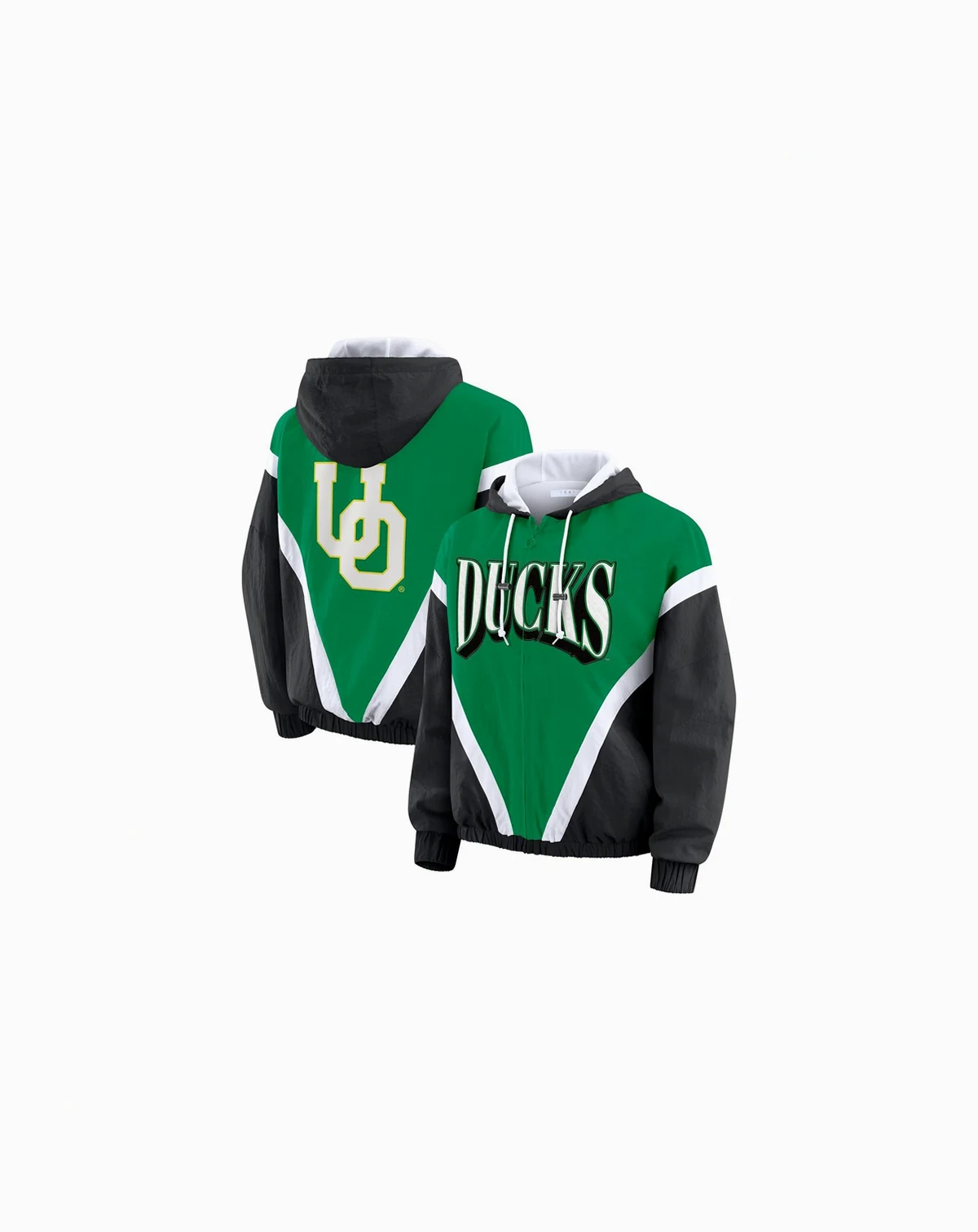 Women's Green/Black Oregon Ducks Color Block Full-Zip Windbreaker Jacket