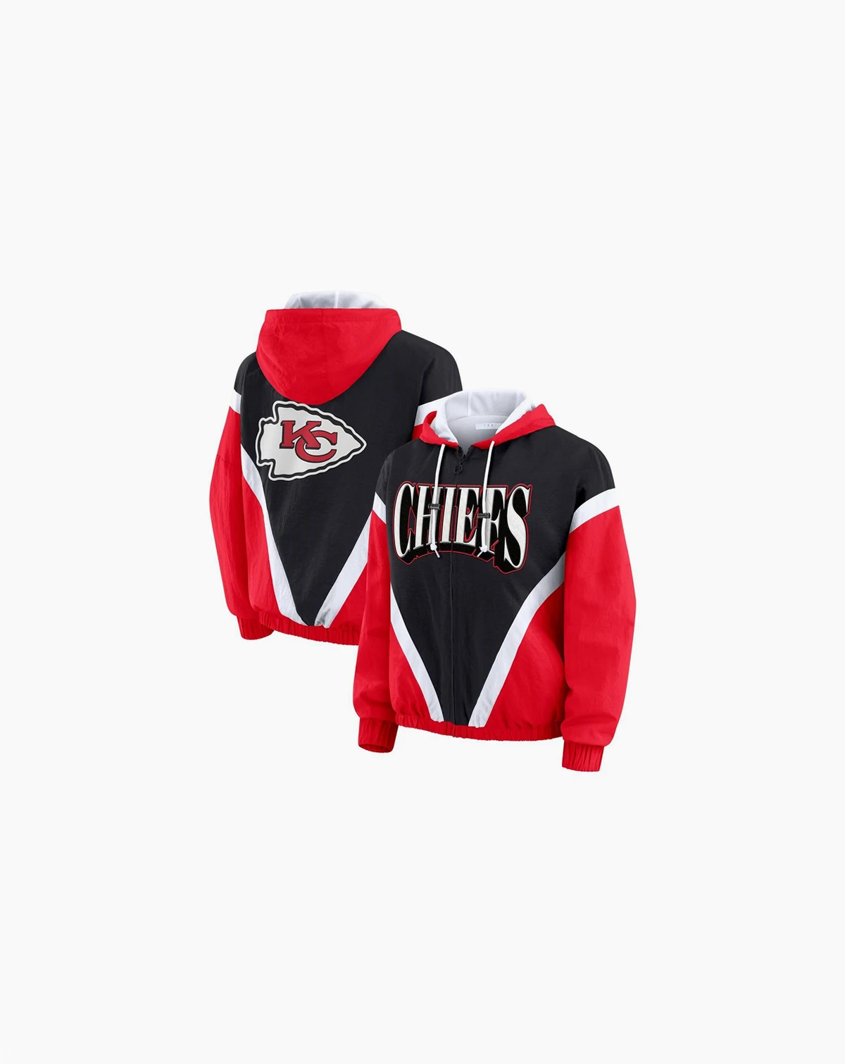 Women's Red/Black Kansas City Chiefs Plus Size Retro Crinkle Full-Zip Windbreaker Jacket