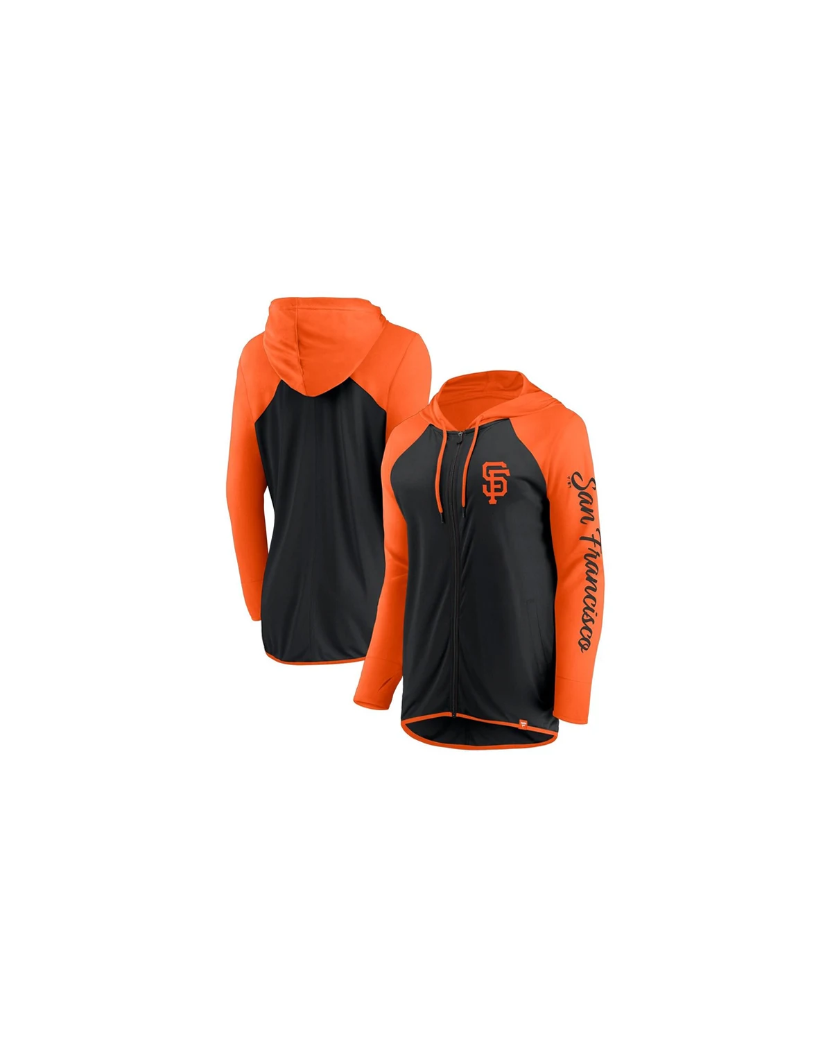 Women's Black/Orange San Francisco Giants Script Sleeve Full-Zip Hoodie