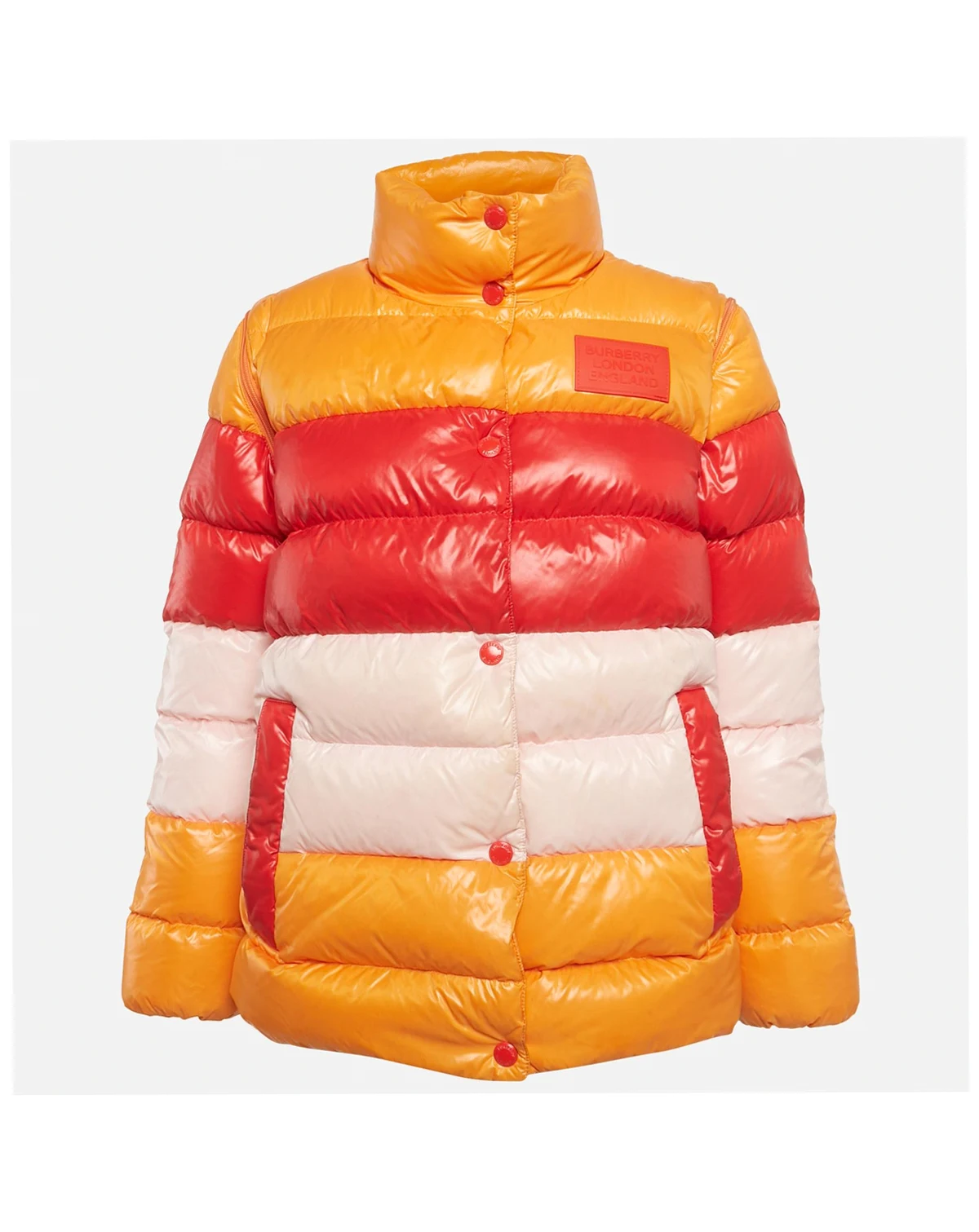 Women's Multicolor Nylon Detachable Sleeve Puffer Down Jacket