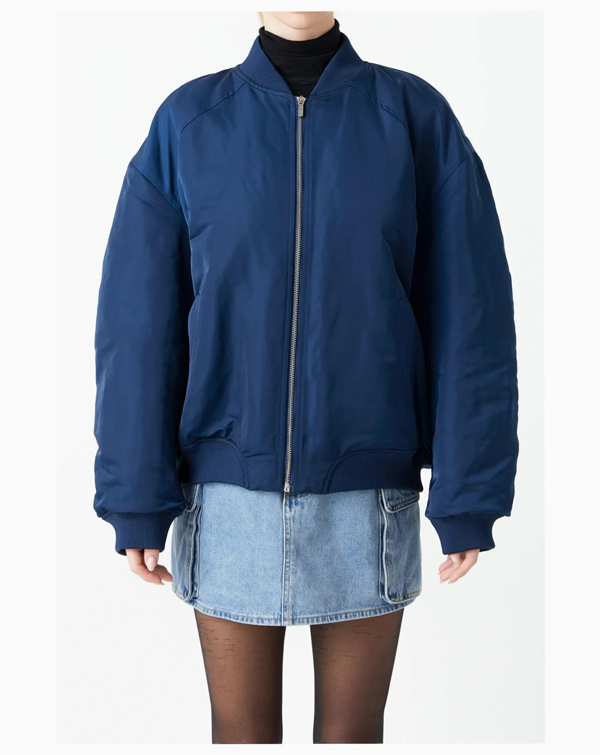 Women's Ruched Bomber Jacket