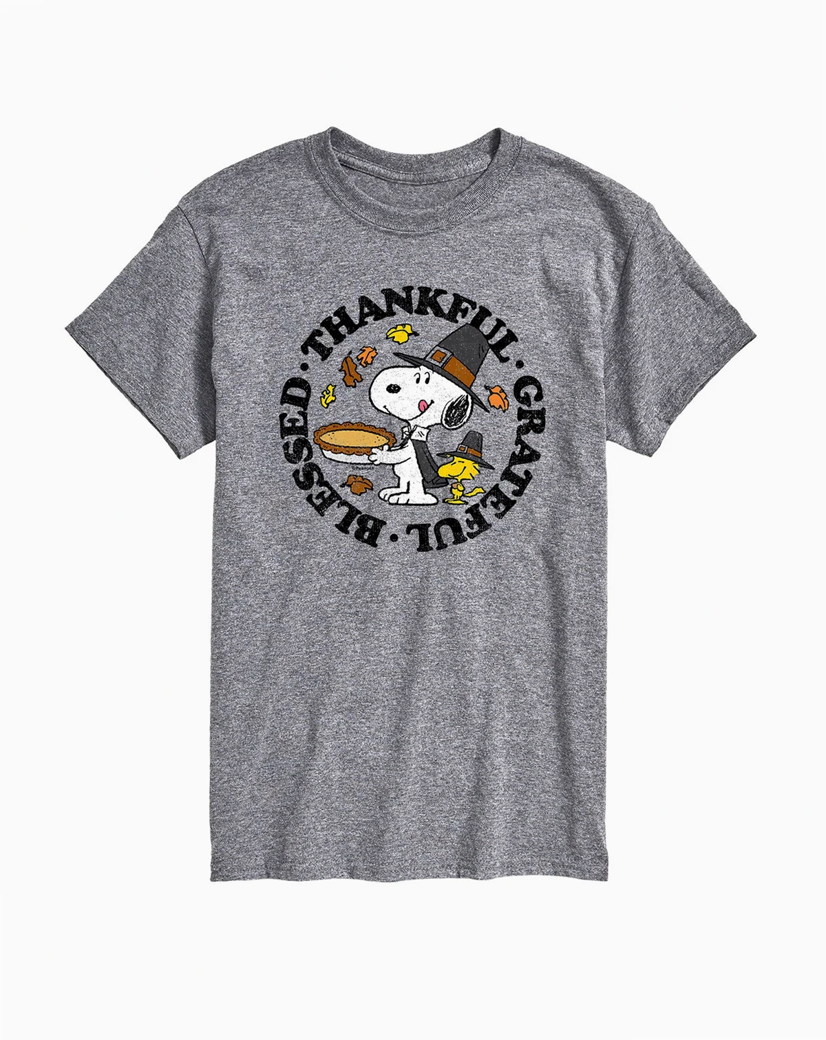 Men's Short Sleeve Peanuts Thankful Grateful Blessed T-shirt