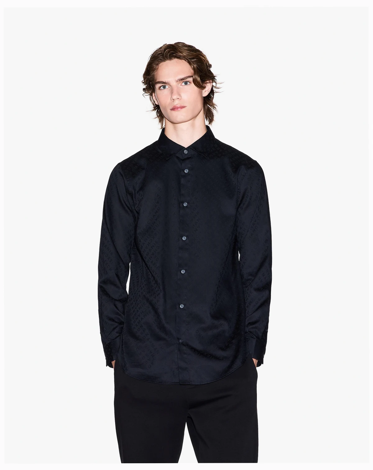 Men's Allover Logo Jacquard Woven Shirt