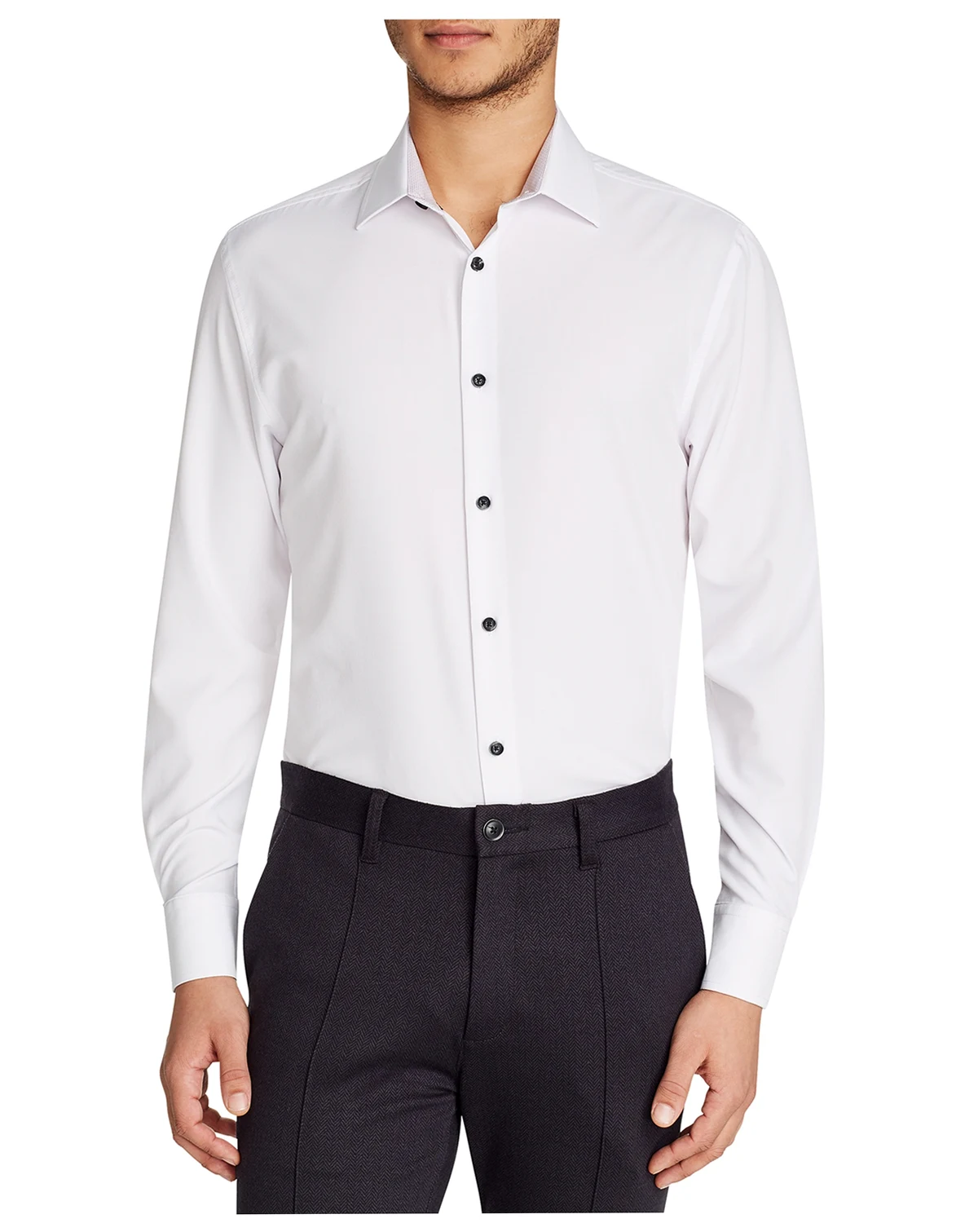 Men's Slim-Fit Solid Performance Stretch Cooling Comfort Dress Shirt