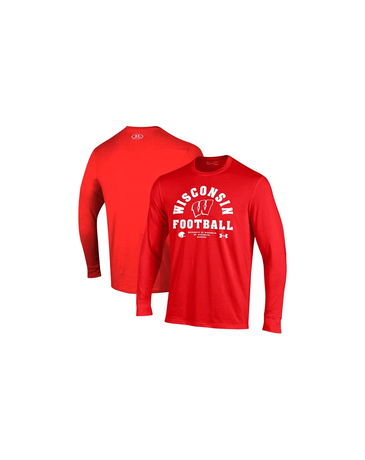 Men's Red Wisconsin Badgers 2025 Sideline Football Performance Cotton Long Sleeve T-Shirt