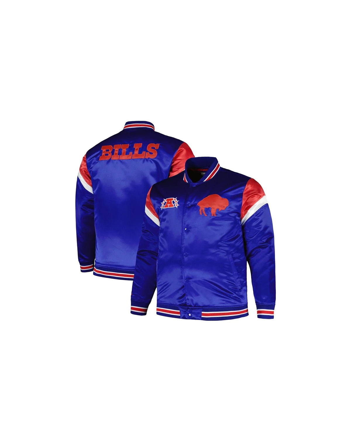 Men's Royal Distressed Buffalo Bills Big and Tall Satin Full-Snap Jacket
