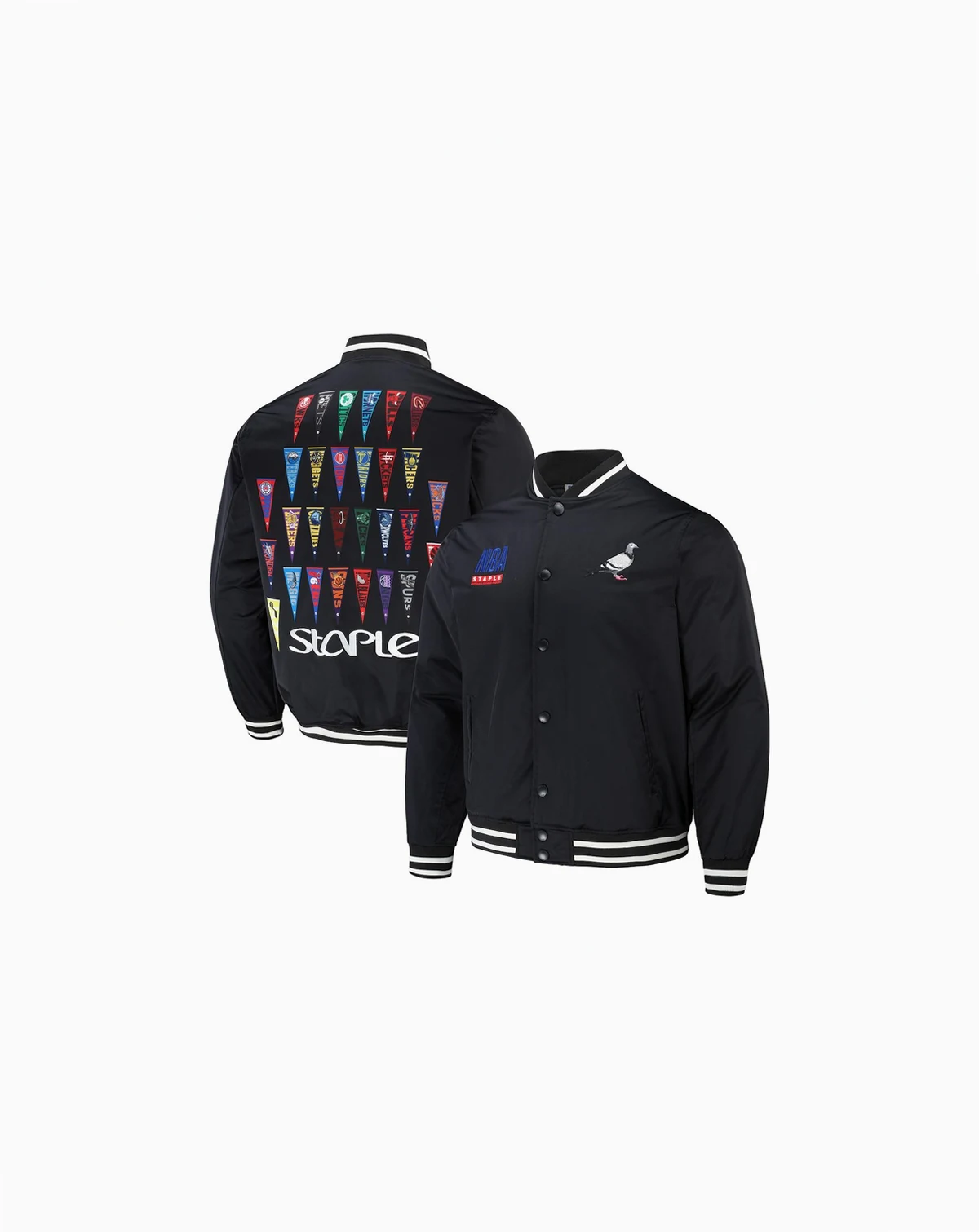 Staple Men's NBA Black All Teams Pennant Woven Full-Snap Jacket