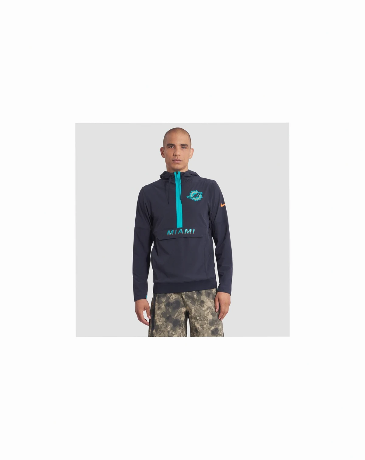 Men's Pitch Blue Miami Dolphins 2025 Rivalries Collection Sideline Anorak Half-Zip Hoodie Jacket