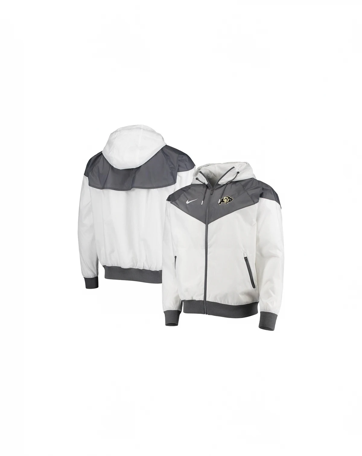 Men's White Colorado Buffaloes Windrunner Raglan Full-Zip Hoodie Jacket