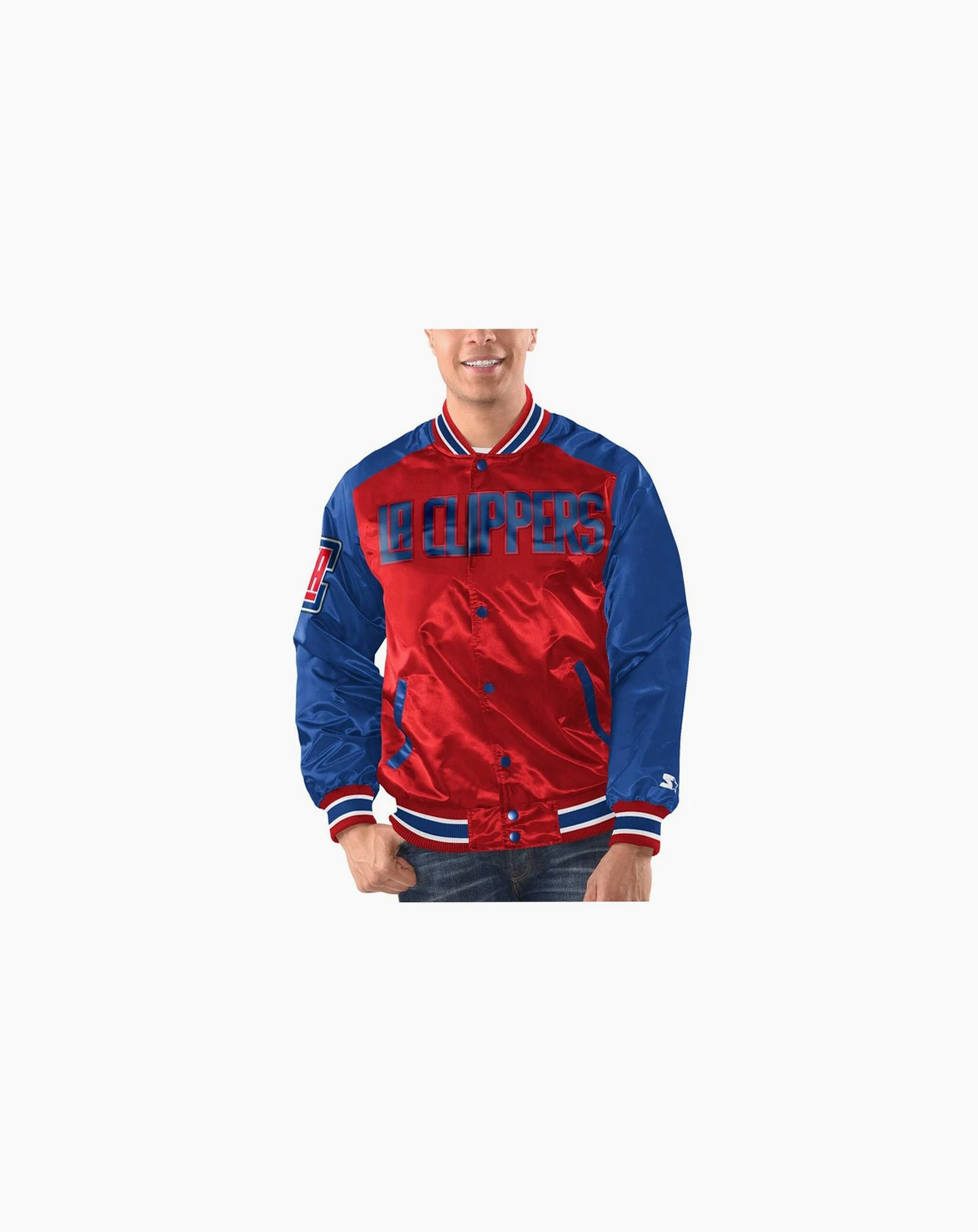 Men's Red, Royal LA Clippers Renegade Satin Full-Snap Varsity Jacket