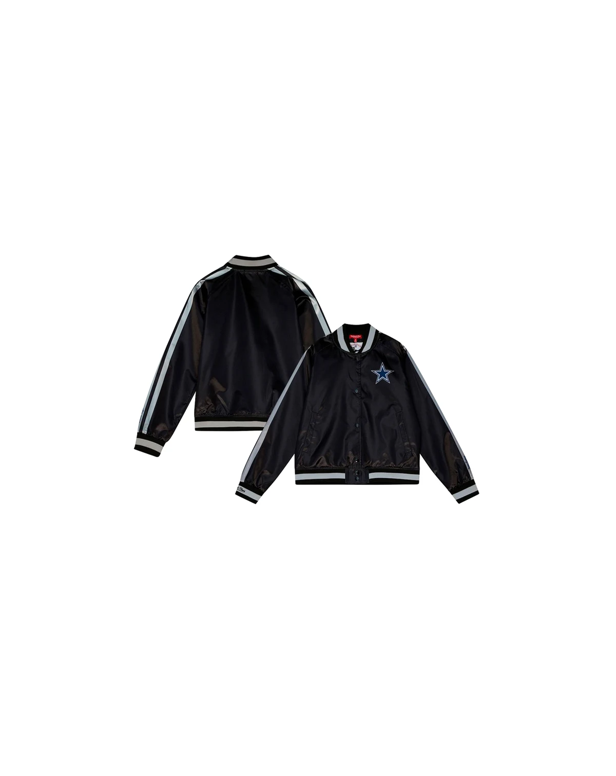 Women's Black Distressed Dallas Cowboys Raglan Satin Full-Snap Jacket