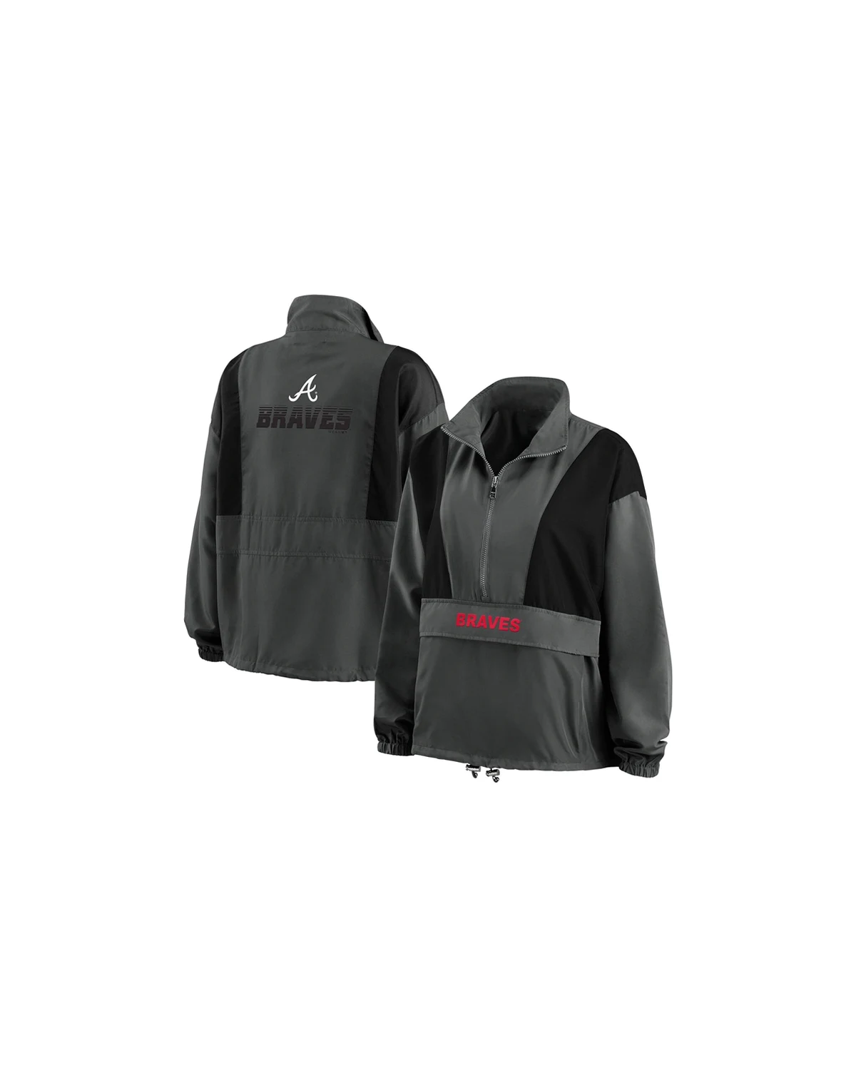 Women's Charcoal Atlanta Braves Packable Half-Zip Jacket