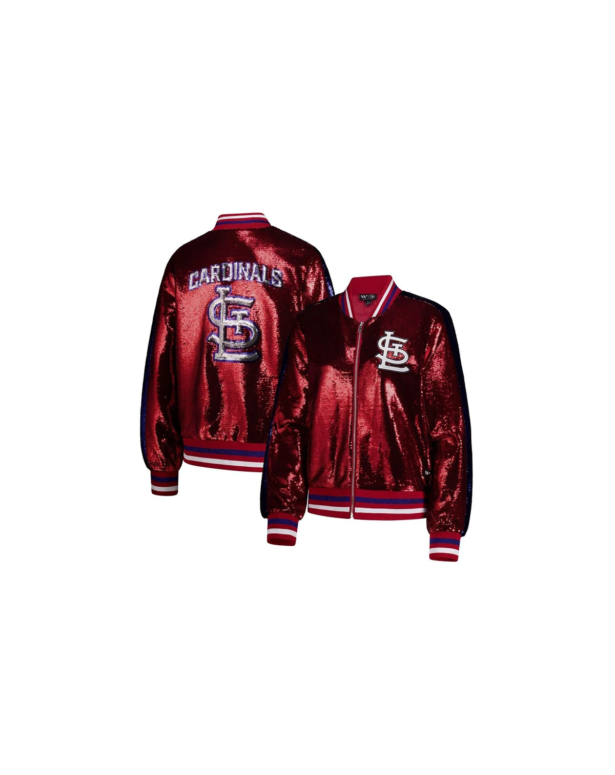 Women's Red St. Louis Cardinals Sequin Full-Zip Bomber Jacket