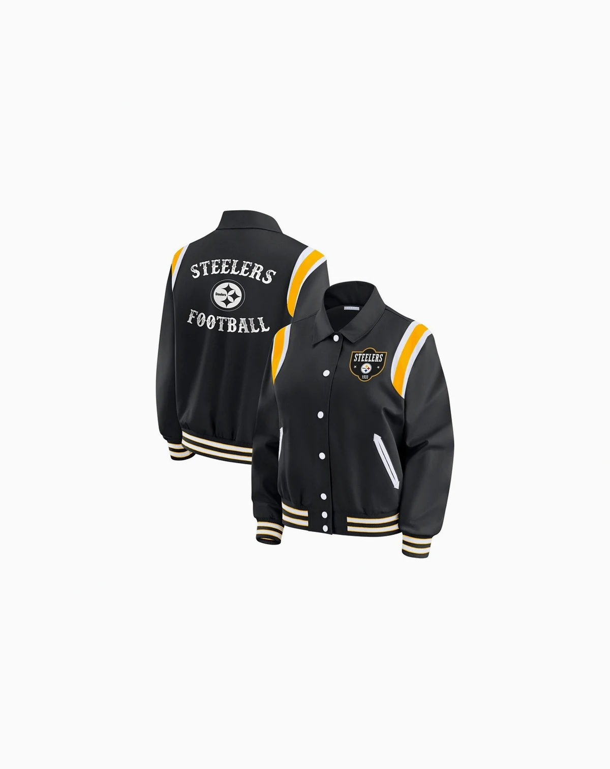 Women's Black Pittsburgh Steelers Varsity Lightweight Full-Snap Jacket