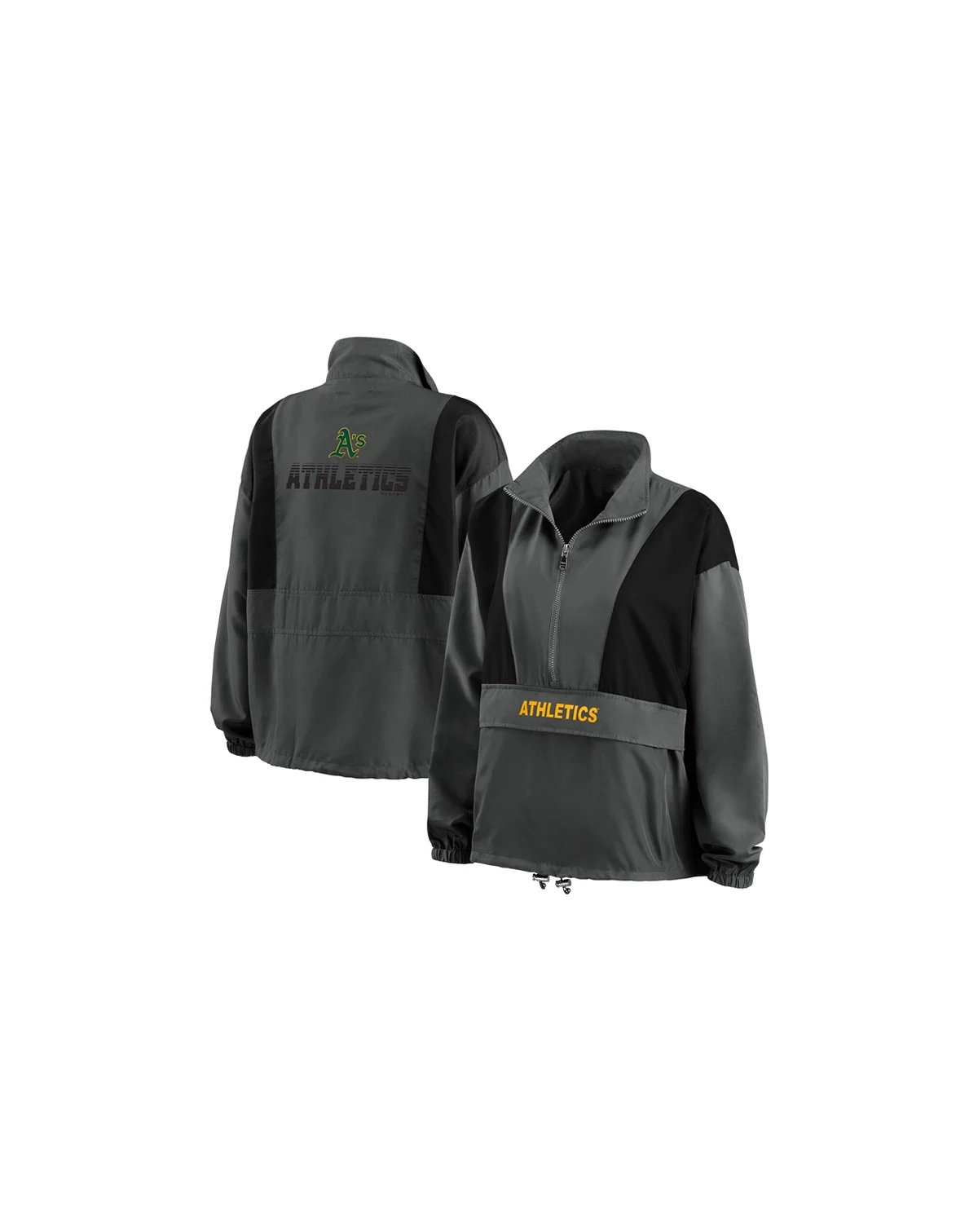 Women's Charcoal Oakland Athletics Packable Half-Zip Jacket