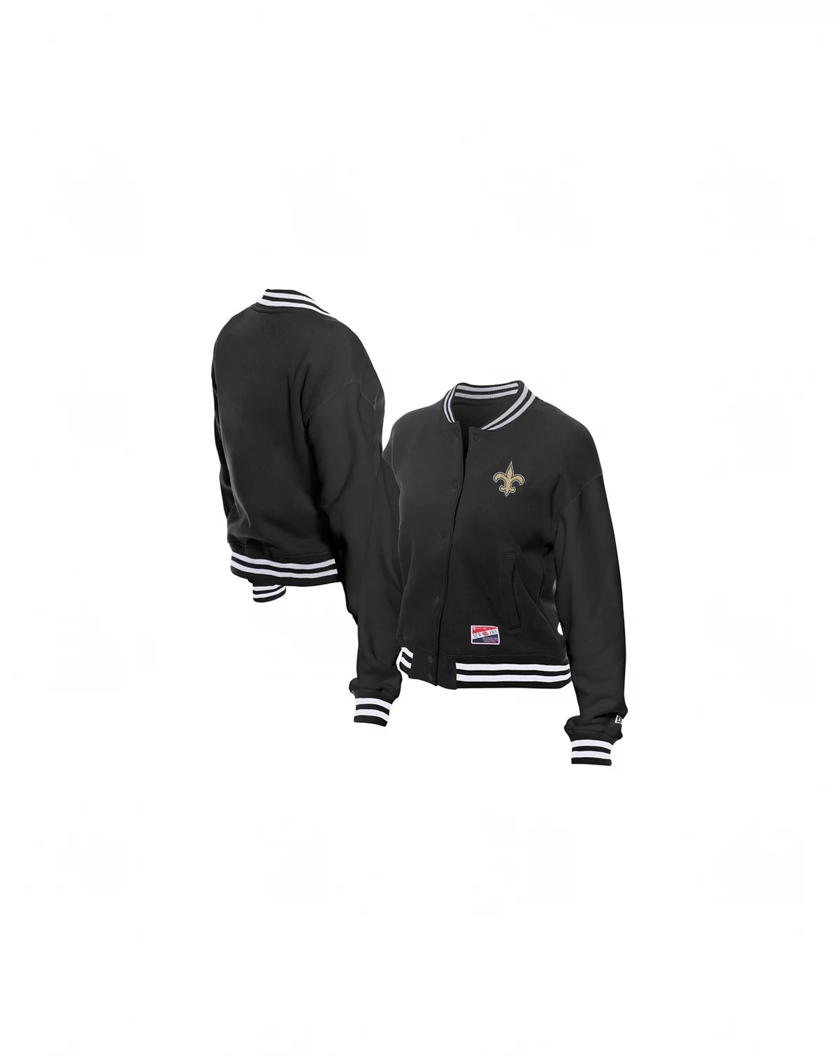 Women's Black New Orleans Saints Throwback Fleece Full-Snap Jacket
