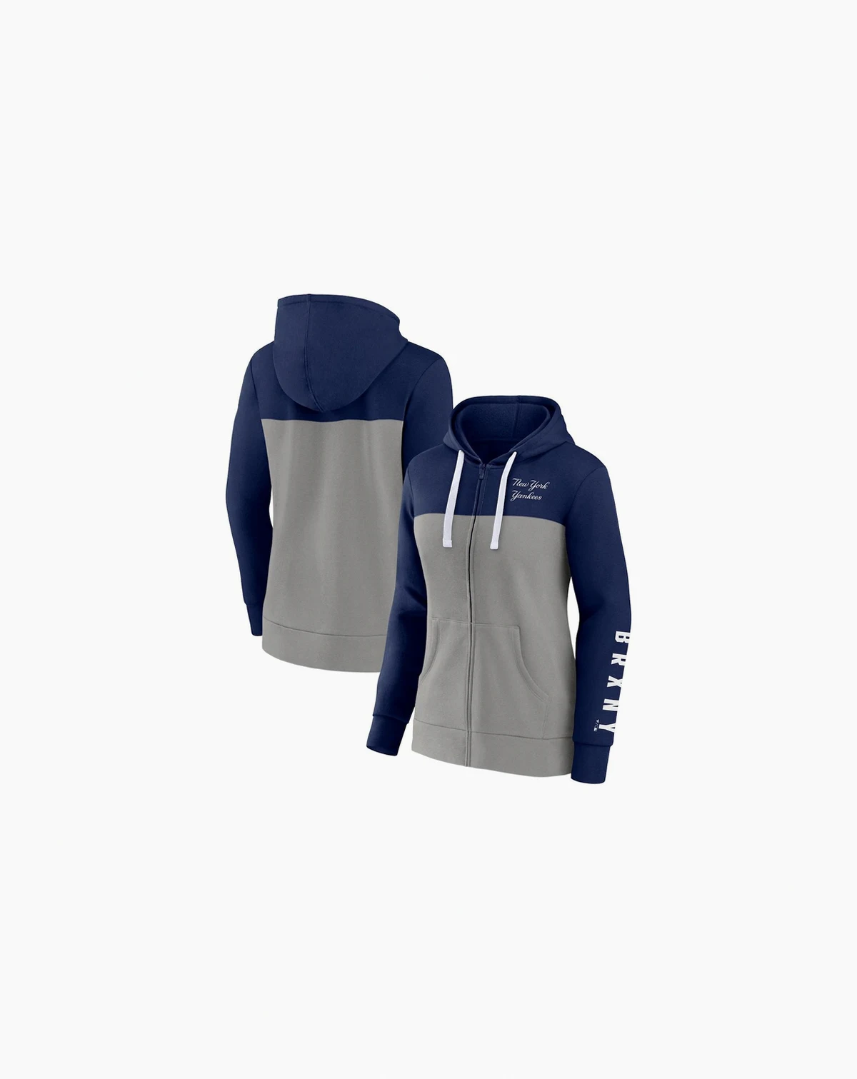 Women's Navy, Gray New York Yankees Take The Field Colorblocked Hoodie Full-Zip Jacket