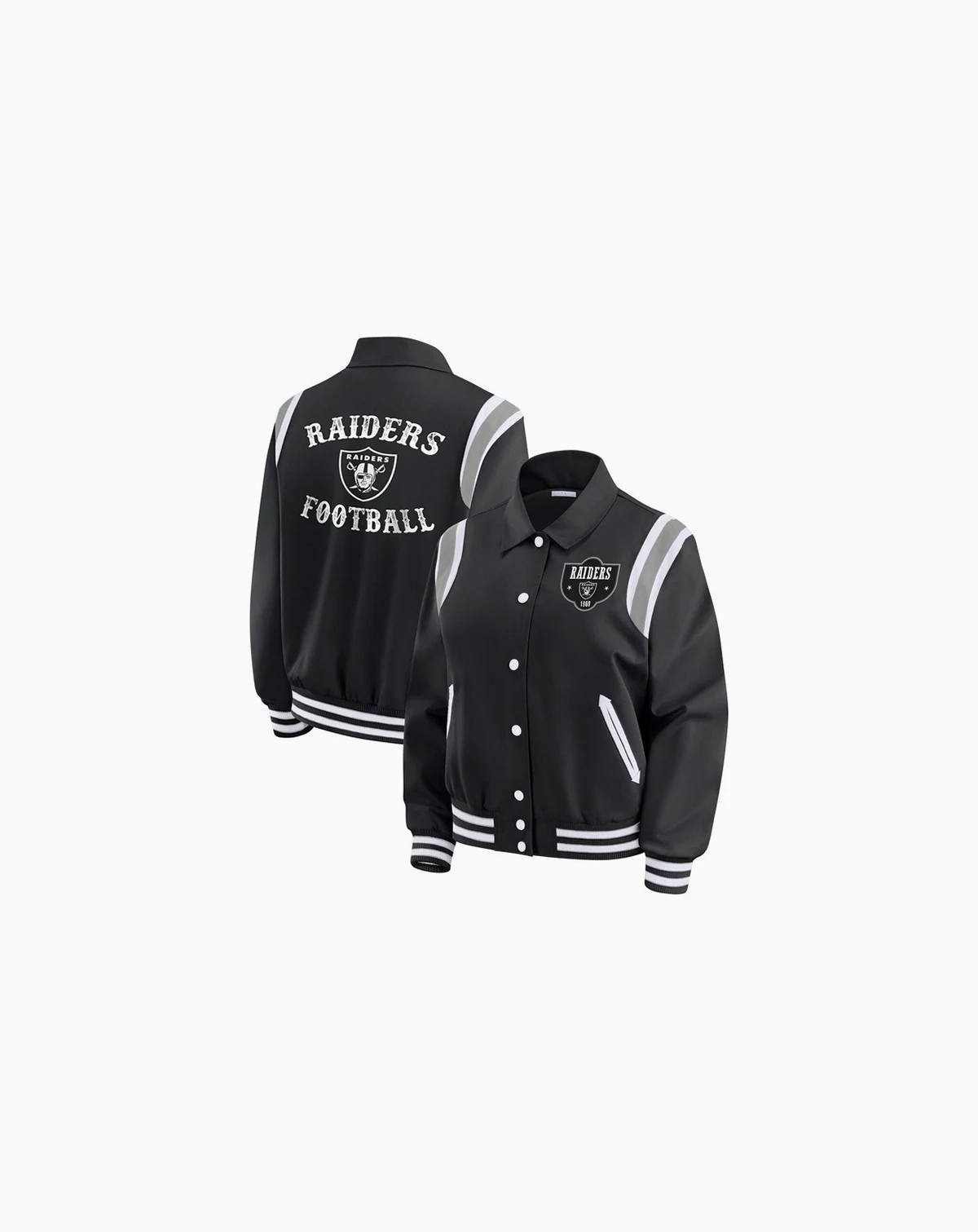 Women's Black Las Vegas Raiders Varsity Lightweight Full-Snap Jacket