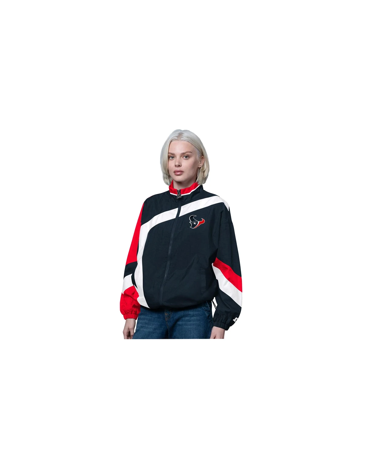 Women's Navy/Red Houston Texans 1st Quarter Full-Zip Windbreaker Jacket