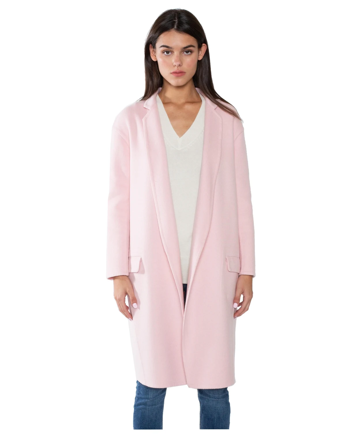 Women's Cashmere Wool Double-faced Lapel Overcoat