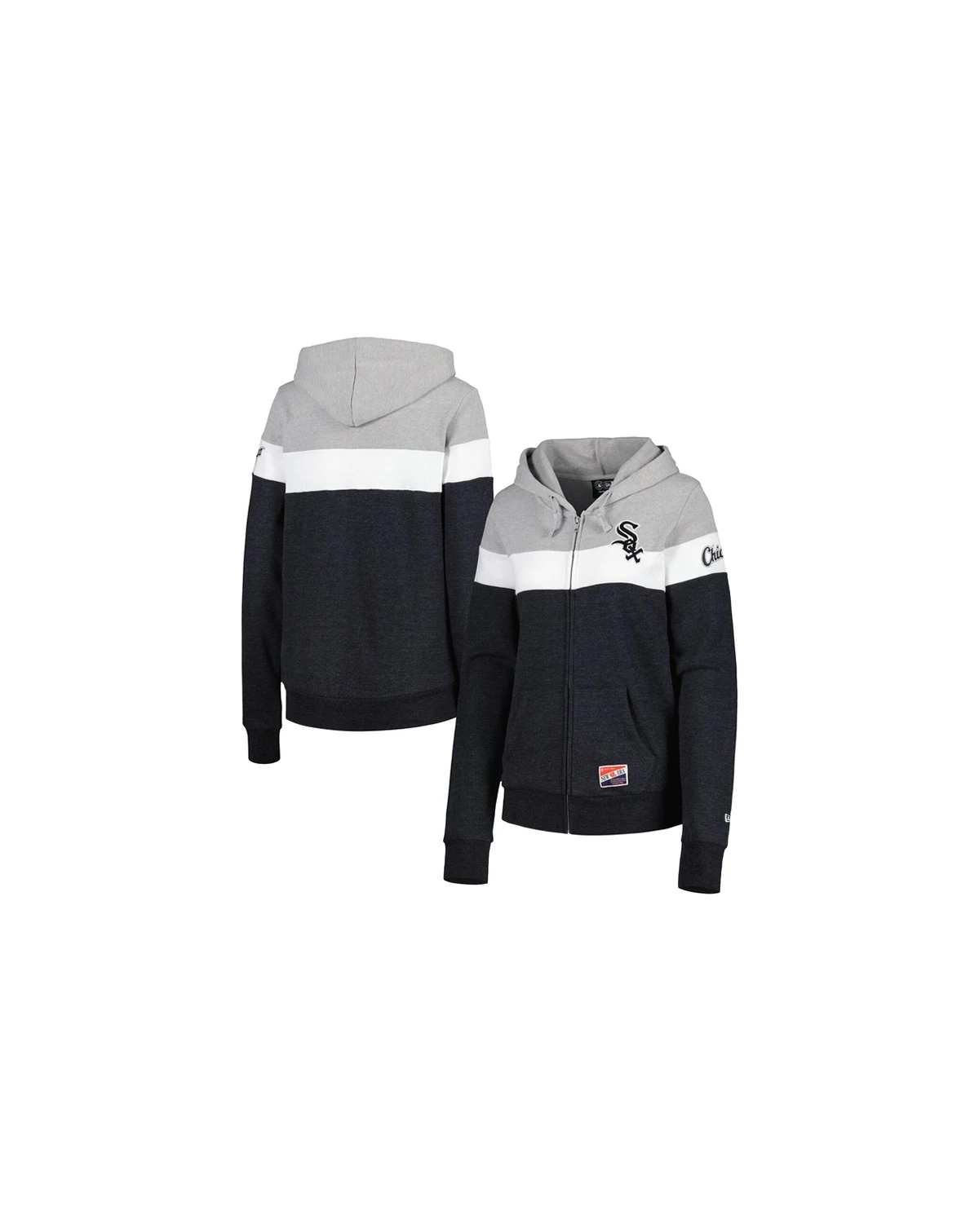 Women's Heather Black Chicago White Sox Colorblock Full-Zip Hoodie Jacket